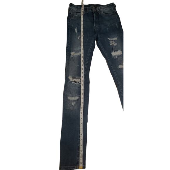 H&M Dark Washed Distressed Skinny Couple Moulante & Denim Jeans - Size 28 - Picture 6 of 7